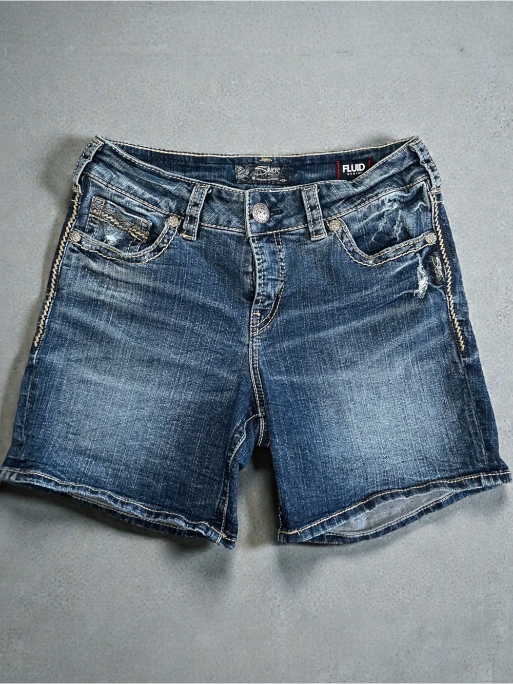 Silver Suki Mid Short Denim Shorts